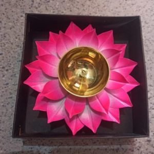 Lotus flower metal diya with black box