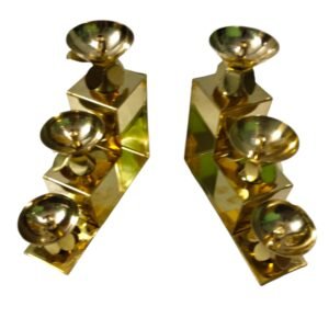 Brass 3 step diya pack of 2