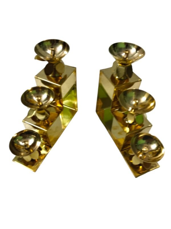Brass 3 step diya pack of 2