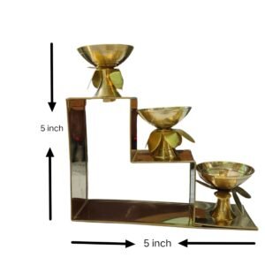 Brass 3 step diya pack of 2