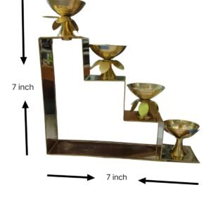 Brass 4 step diya pack of 2