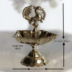 Pure brass panchmukhi peacock diya large pack of 2