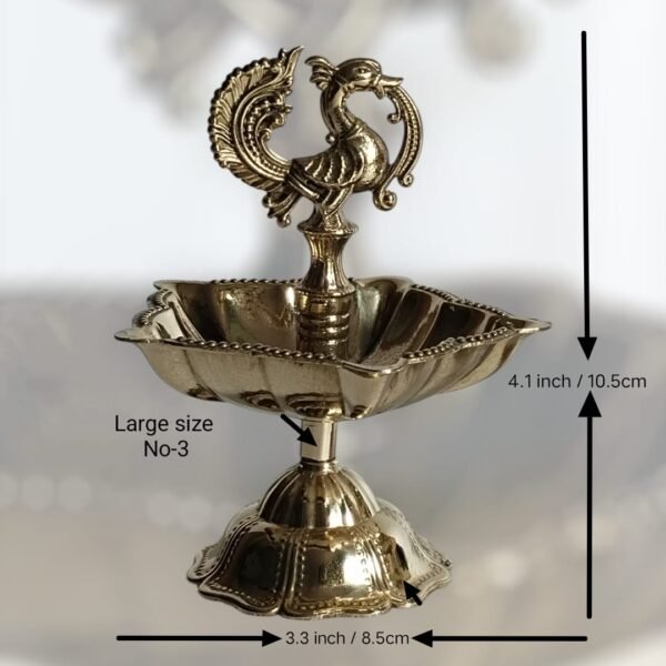 Pure brass panchmukhi peacock diya large pack of 2