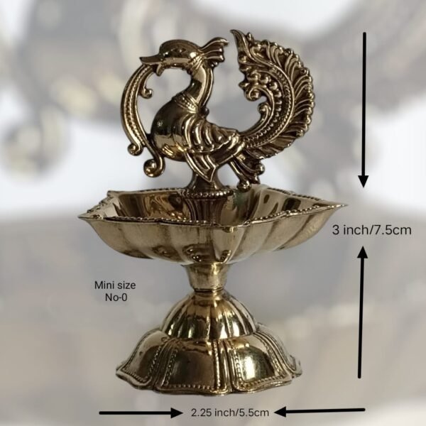 Pure brass panchmukhi peacock diya mini pack of 2