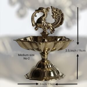 Pure brass panchmukhi peacock diya medium pack of 2