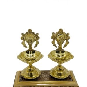 Pure brass shanqu chakra diya mini pack of 2