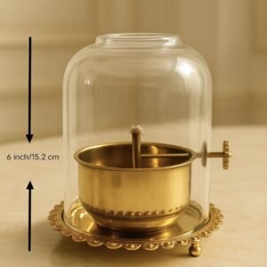 Brass Akhand diya with adjustable batti large