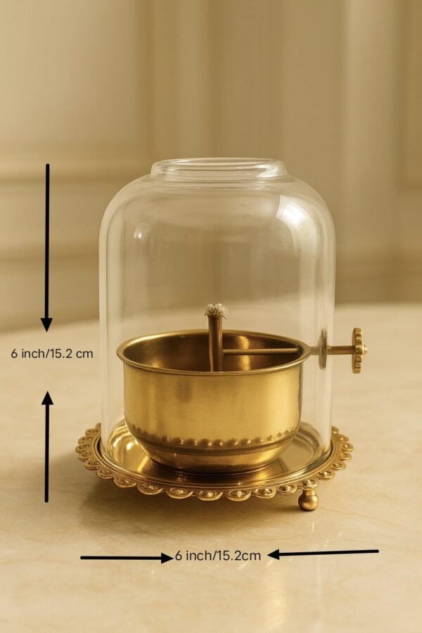 Brass Akhand diya with adjustable batti large