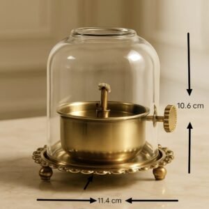 Brass Akhand diya with adjustable batti Medium