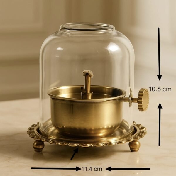 Brass Akhand diya with adjustable batti Medium