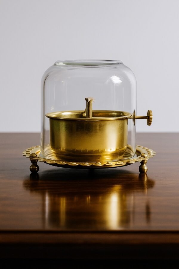Brass Akhand diya with adjustable batti Medium - Image 2